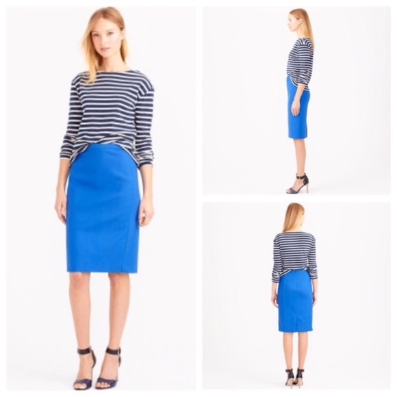 J. Crew Cobalt/Royal Blue Wool Pencil Skirt - Picture 1 of 3